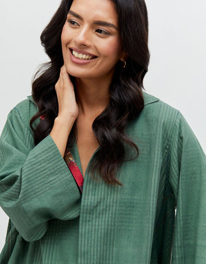 Pakhi Trousers Sage Cotton Silk Check