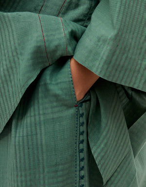 Pakhi Trousers Sage Cotton Silk Check