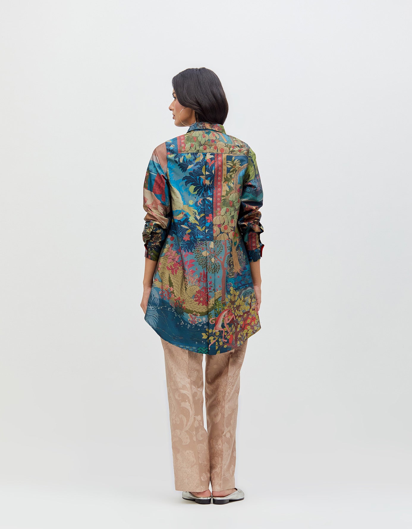 Azad Trousers Champagne Dust Silk Damask