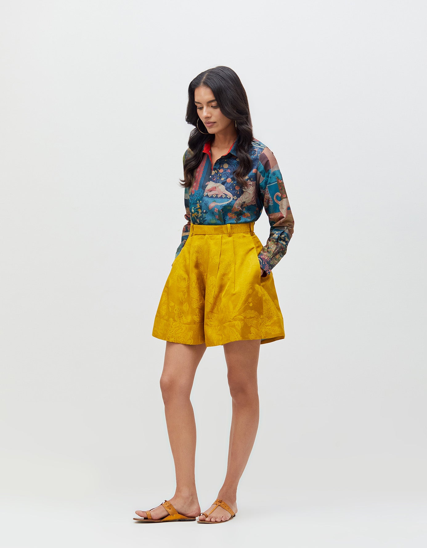 Panchatantra Udaan Shirt Teal Silk Dupion