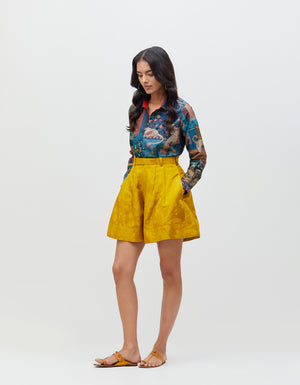 Panchatantra Udaan Shirt Teal Silk Dupion