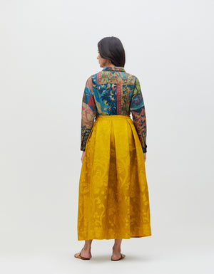 Audrey Skirt Mustard Silk Damask