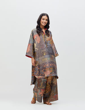 Panchatantra Palazzo Teal Silk Brocade