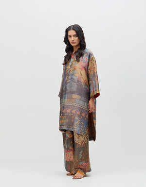 Panchatantra Palazzo Teal Silk Brocade
