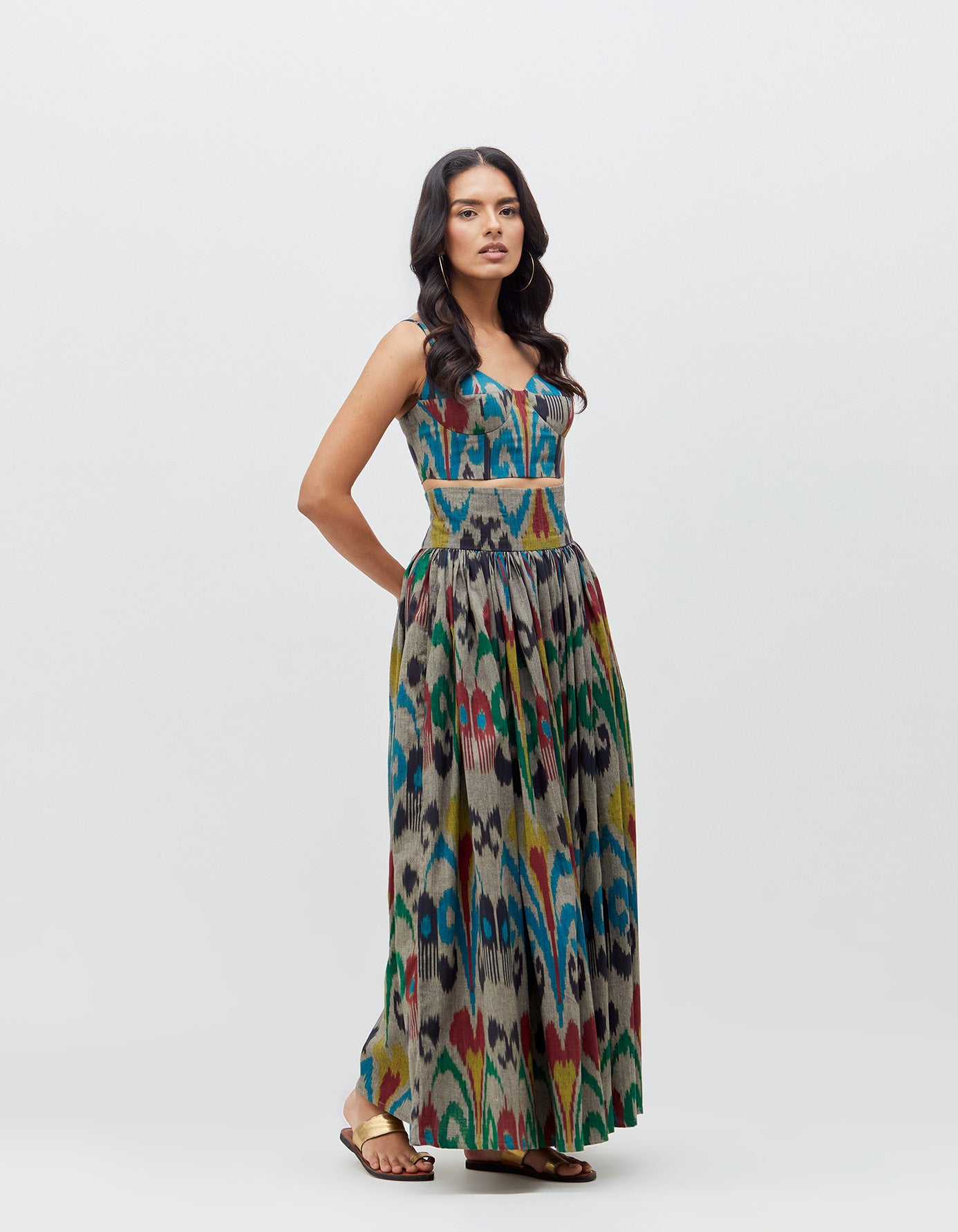 Meera Blouse Silver Peacock Cotton Ikat