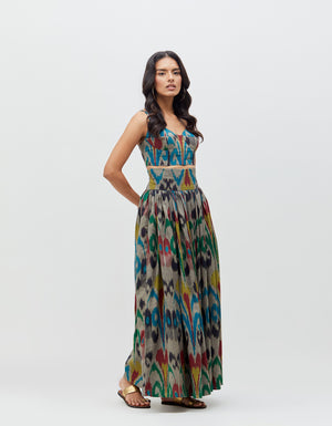Meera Blouse Silver Peacock Cotton Ikat