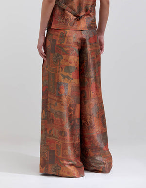 Vest Terracotta Silk Brocade Zig Zag