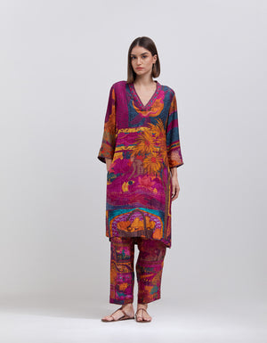 Aisha Salwar Silk Check Purple Panchatantra