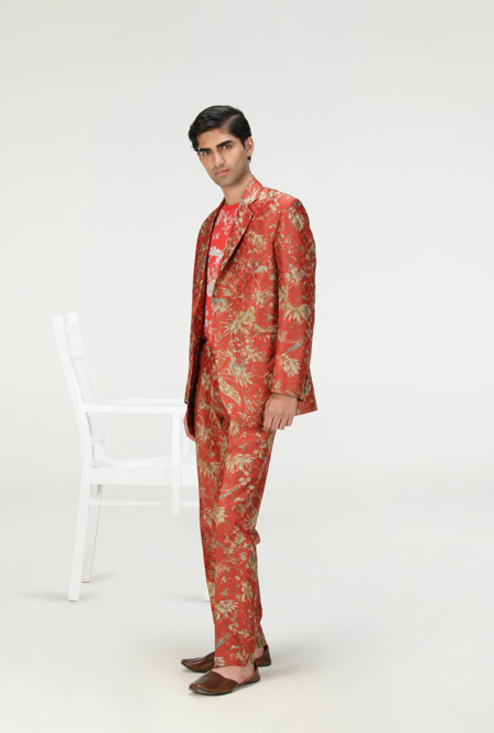 Rana Blazer Silk Brocade Red