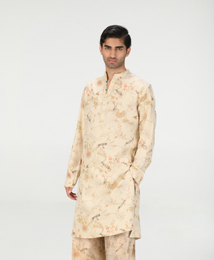 Bade Miyan Kurta Muga Satin Silk Ivory