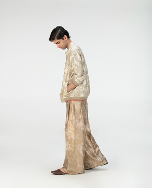 Janbaaz Bomber Jacket Silk Damask Oyster Grey