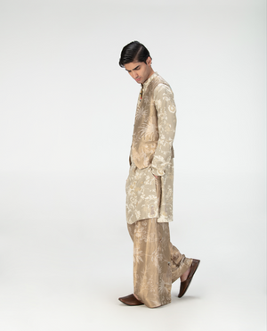Vest Coat Silk Brocade Oyster Grey
