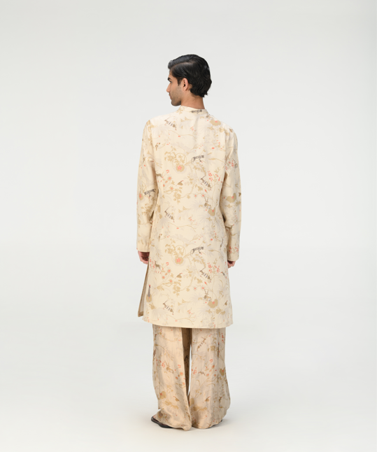 Bade Miyan Kurta Muga Satin Silk Ivory
