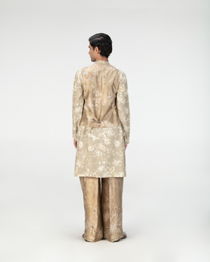 Vest Coat Silk Brocade Oyster Grey