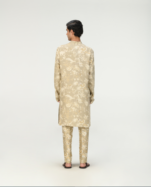 Bade Miyan Kurta Muga Satin Silk Oyster Grey