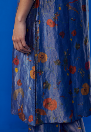 Chandni Kurta Silk Brocade Cobalt