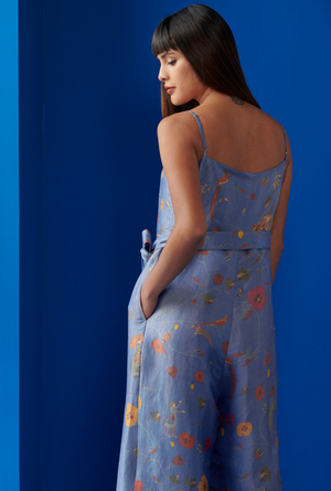 Mastani Jumpsuit Silk Brocade Cobalt