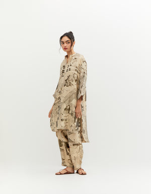 SD Leap Firoza Kurta Silk Brocade Zag Zag B/W