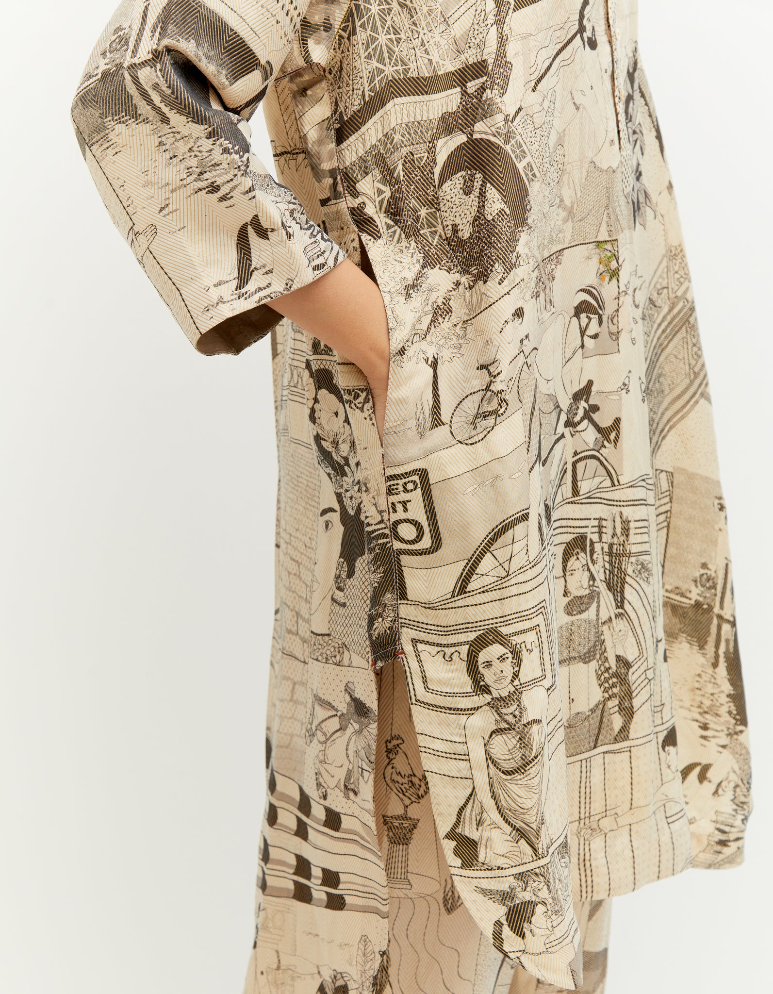 SD Leap Firoza Kurta Silk Brocade Zag Zag B/W