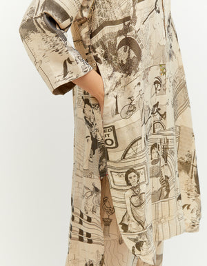 SD Leap Firoza Kurta Silk Brocade Zag Zag B/W