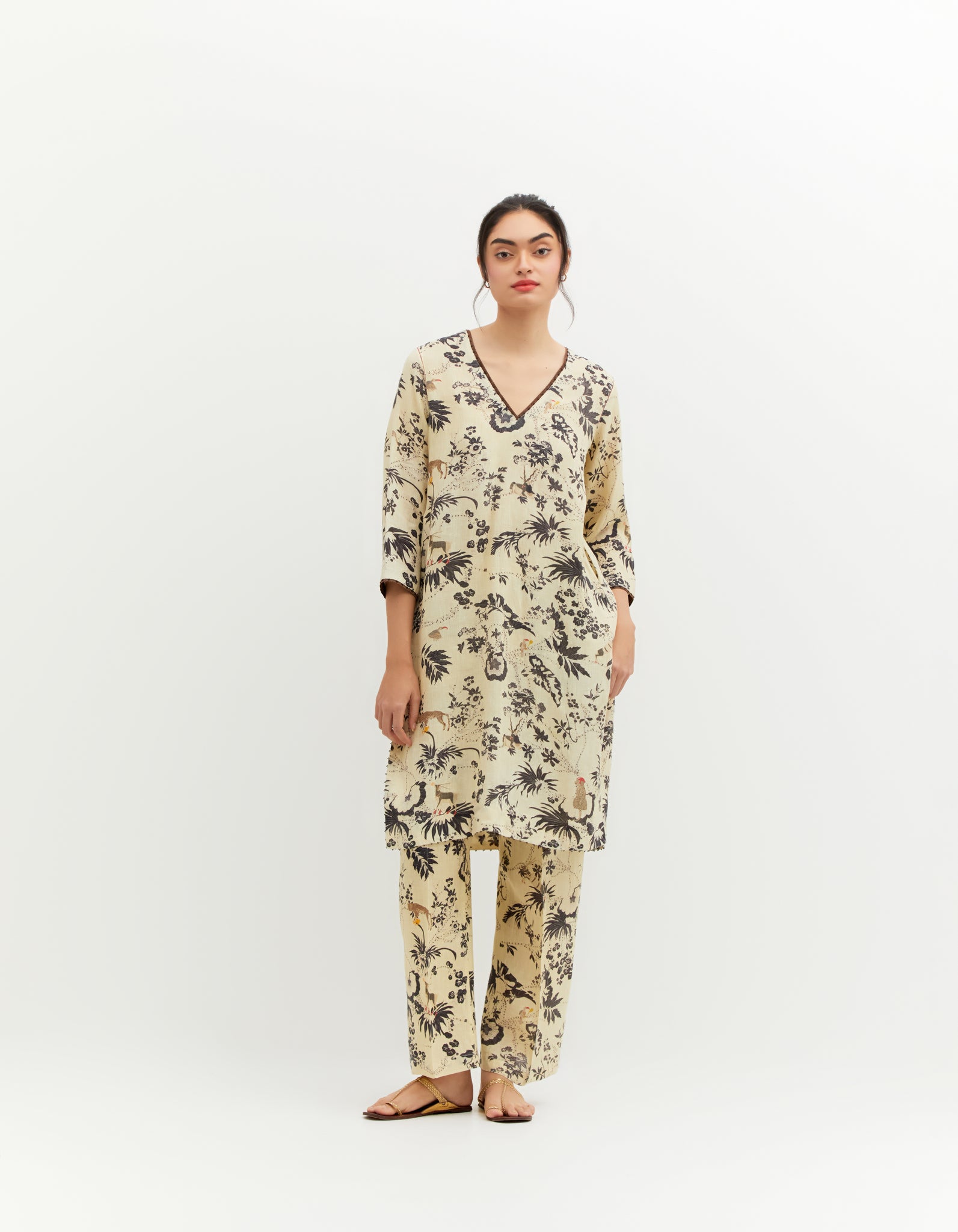 SD Rainforest Damini Kurta Linen B/W