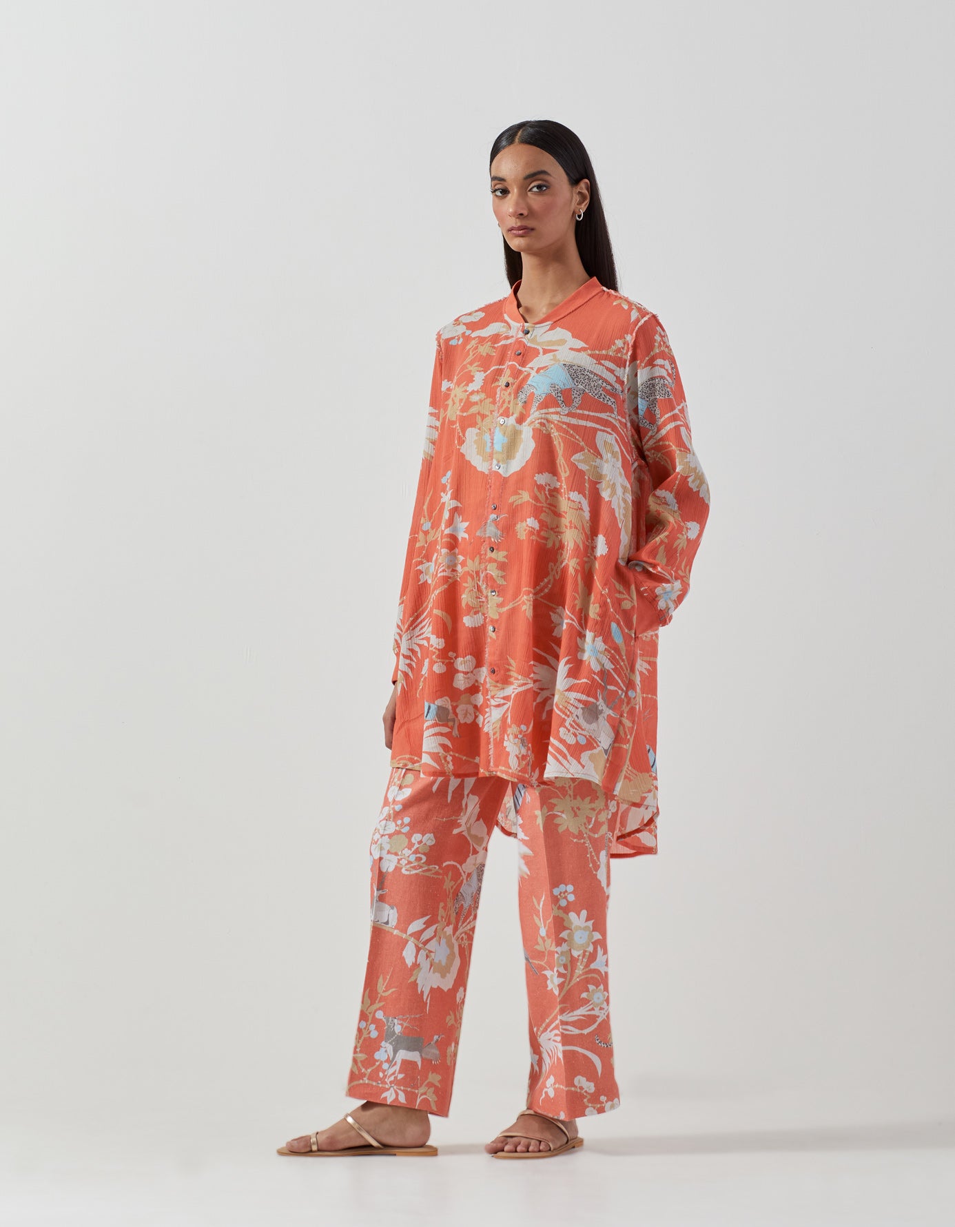 Sparsh Shirt Cotton Crepe Coral