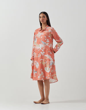 Usha Dress Linen Coral