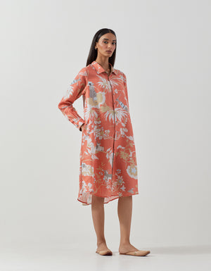Usha Dress Linen Coral