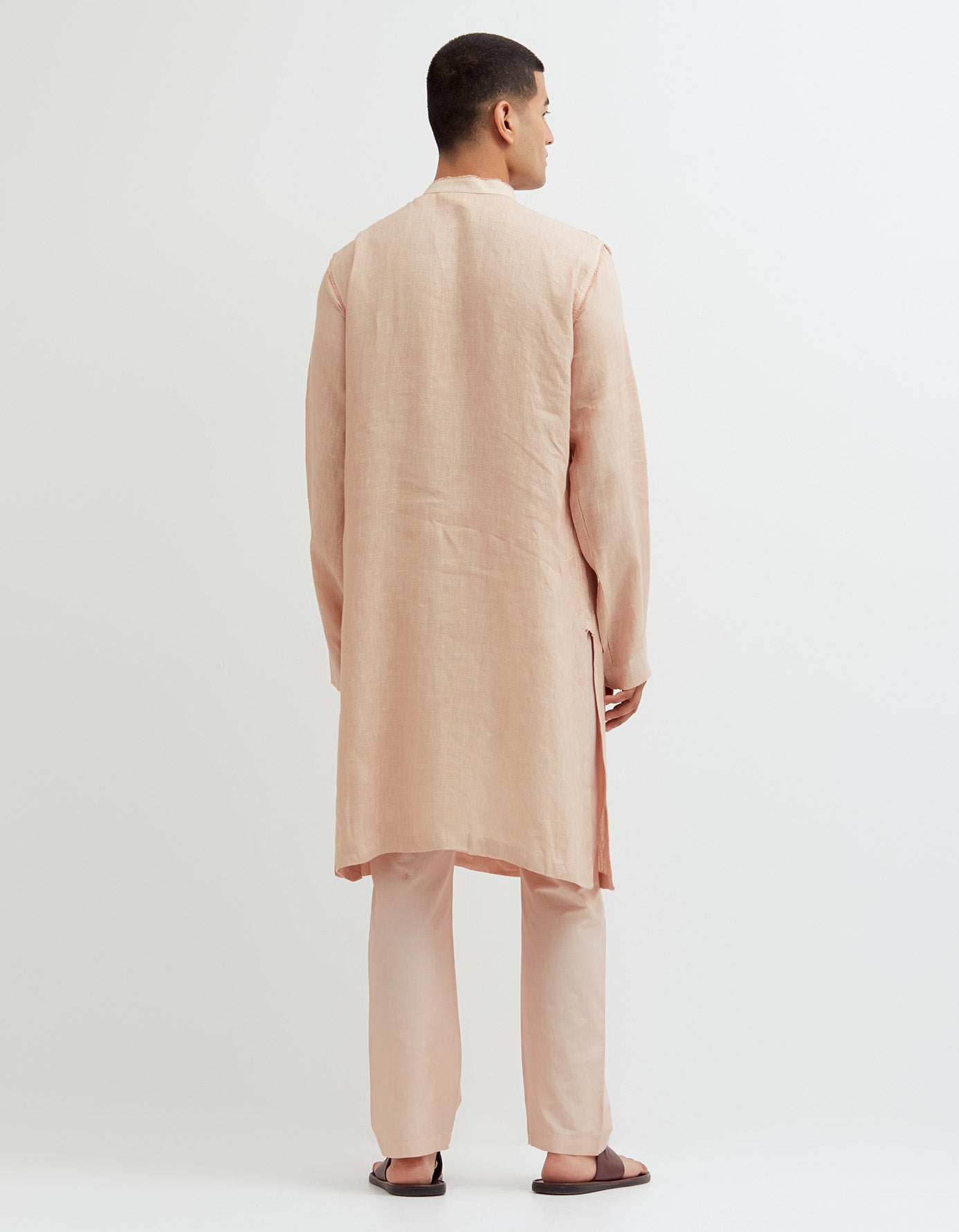 SD Raw Edge Bade Miyan Kurta Linen Misty Rose