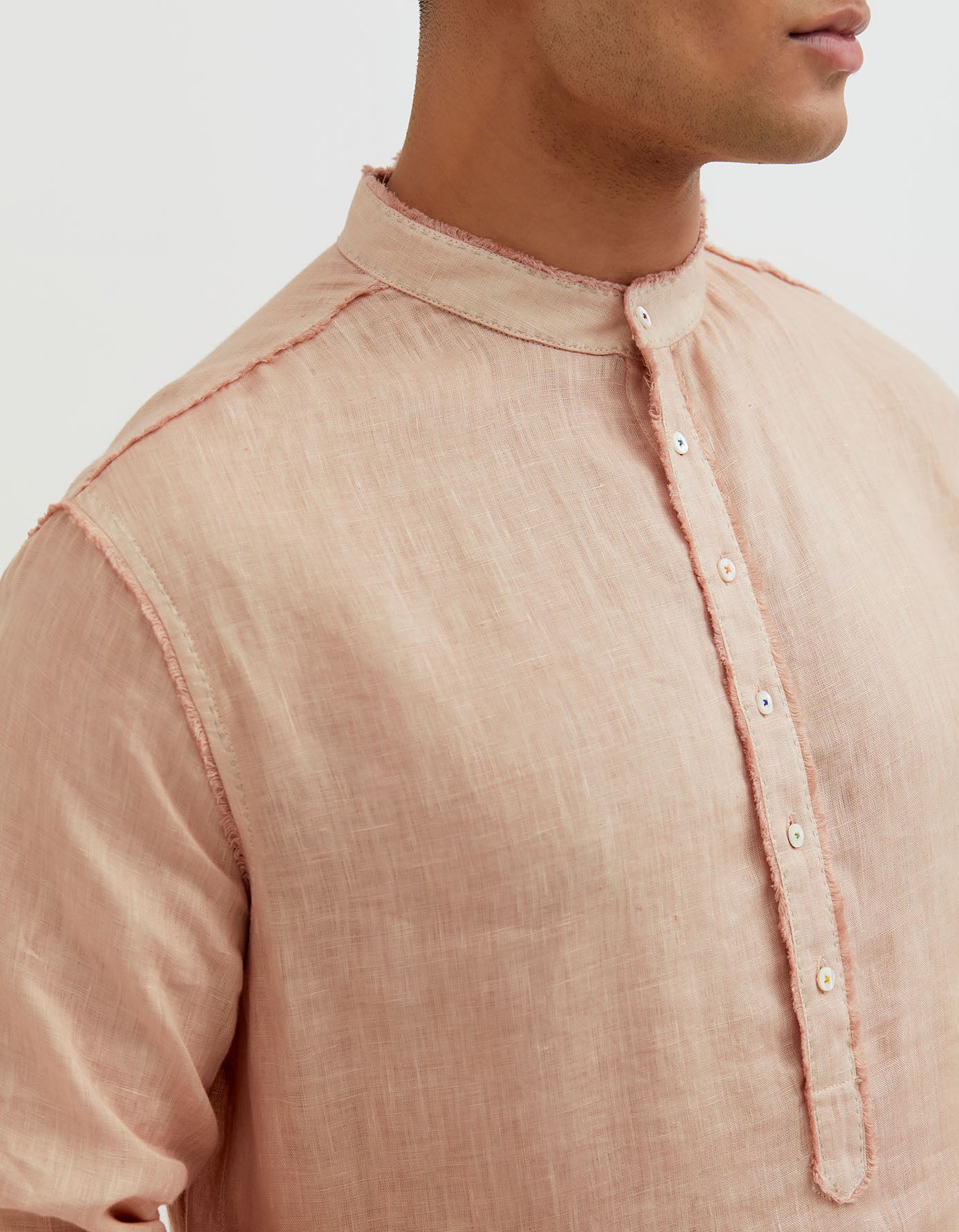 SD Raw Edge Bade Miyan Kurta Linen Misty Rose