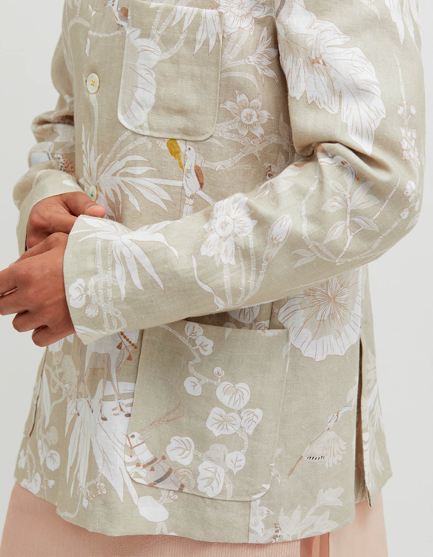 SD Rainforest Bandhgala Linen Oyster Grey