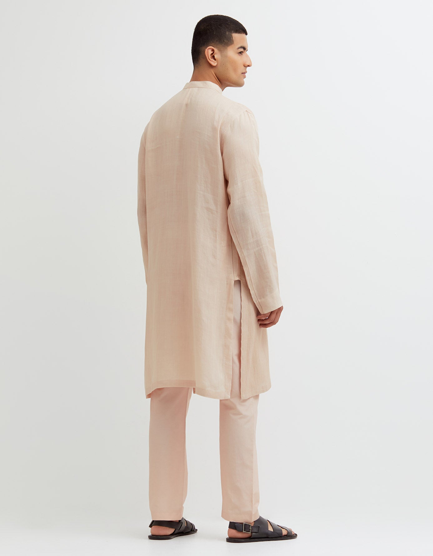 SD Pintuck Bade Miyan Kurta Voile Linen Misty Rose