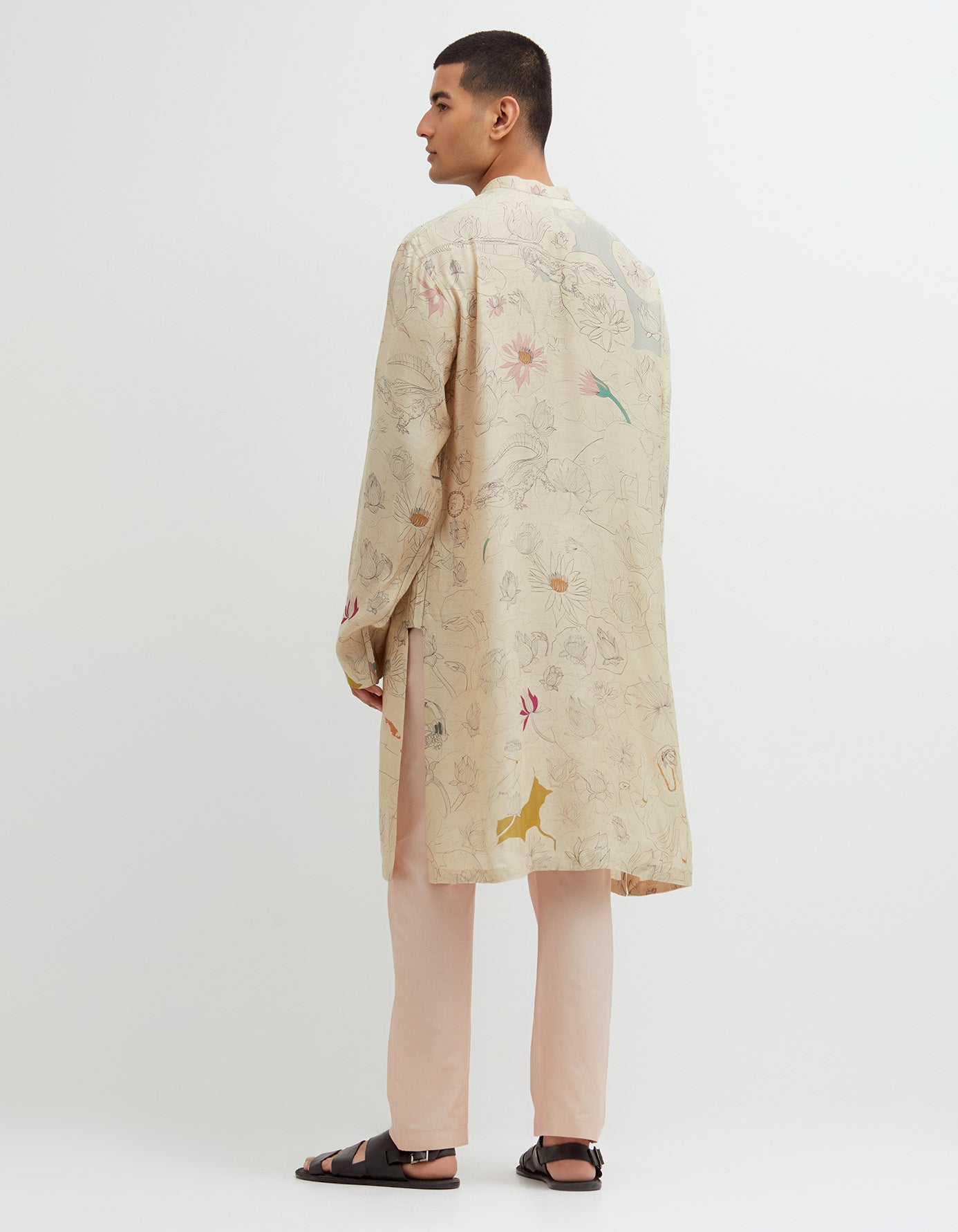 SD Fresco Bade Miyan Kurta Thin Muga Satin White