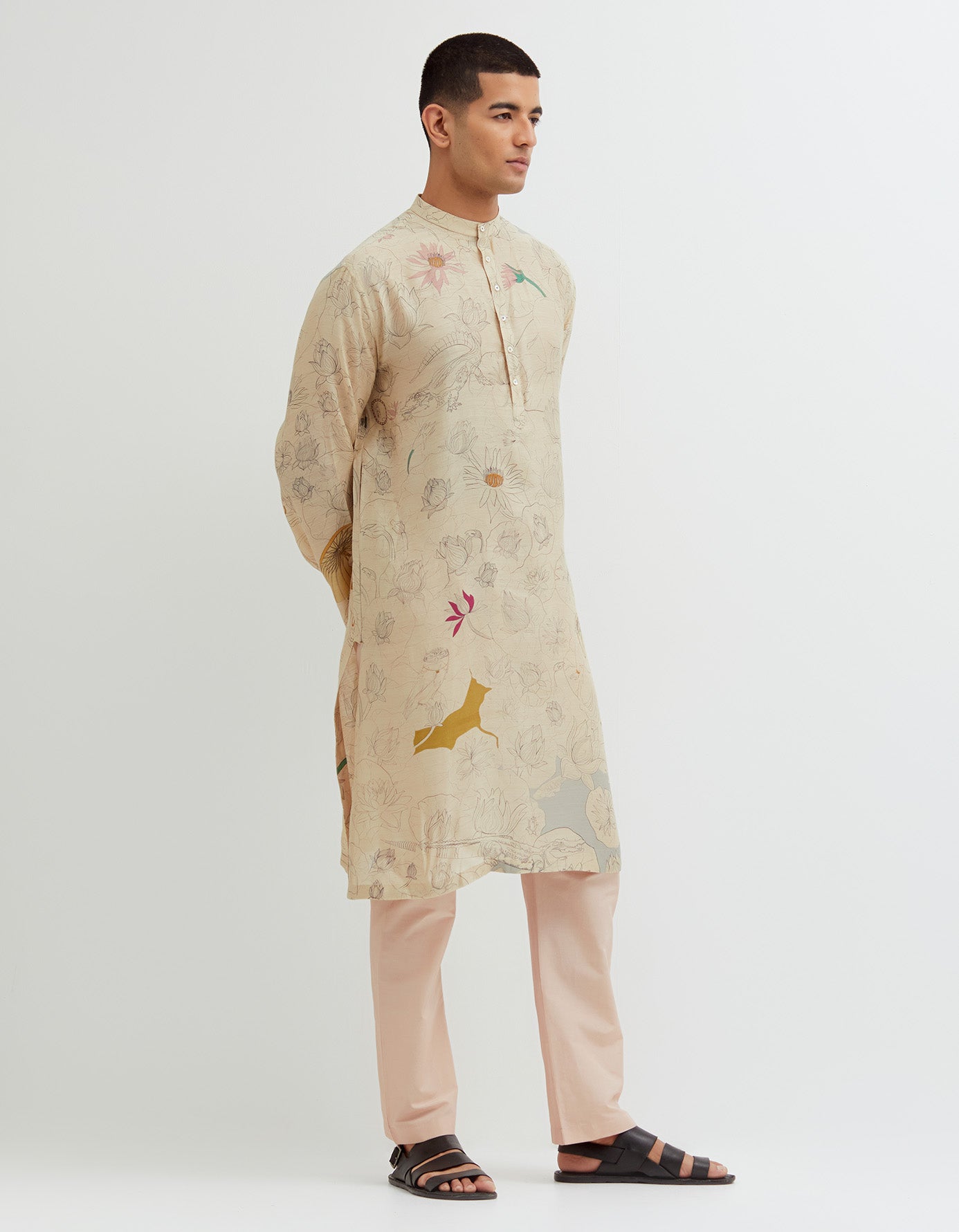 SD Fresco Bade Miyan Kurta Thin Muga Satin White