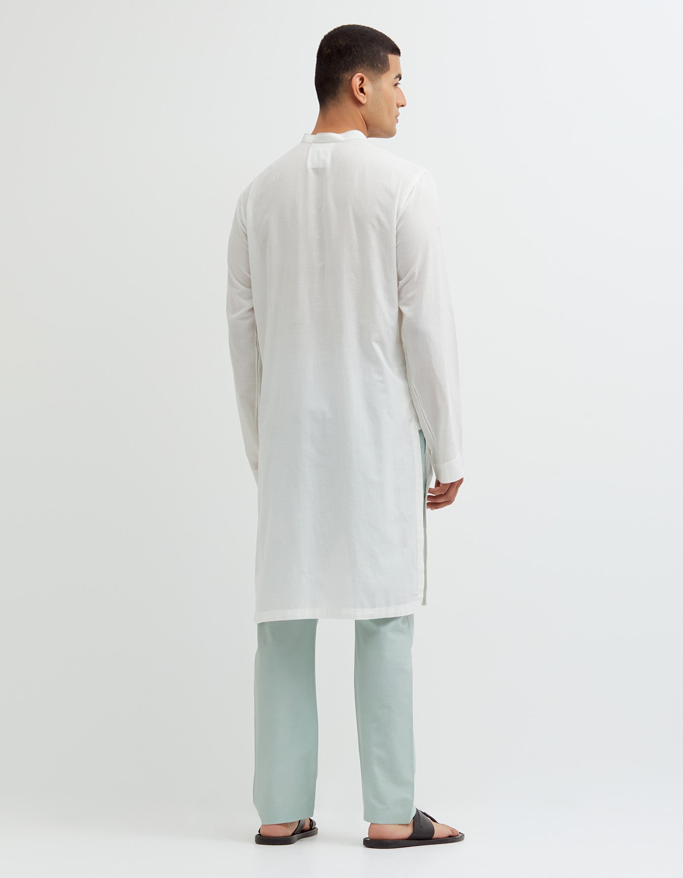 SD Roshan Bade Miyan Kurta MB Leaf Cotton Dt White