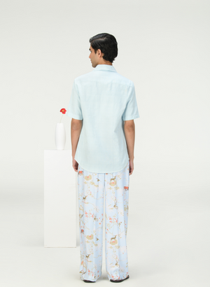 Bush Shirt Heavy Cotton Ice Blue Check
