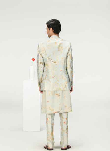 Rana Blazer Silk Brocade Ice Blue