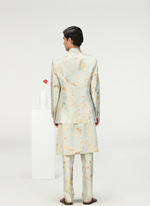 Rana Blazer Silk Brocade Ice Blue