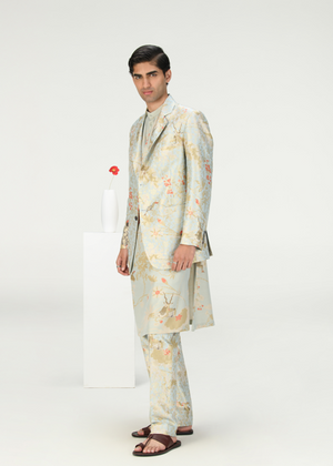 Rana Blazer Silk Brocade Ice Blue