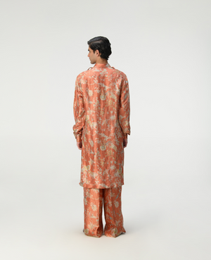 Bullet Kurta Silk Brocade Coral