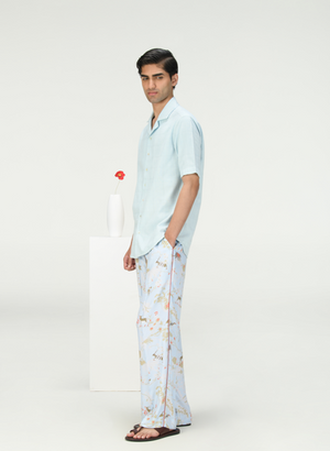 Bush Shirt Heavy Cotton Ice Blue Check