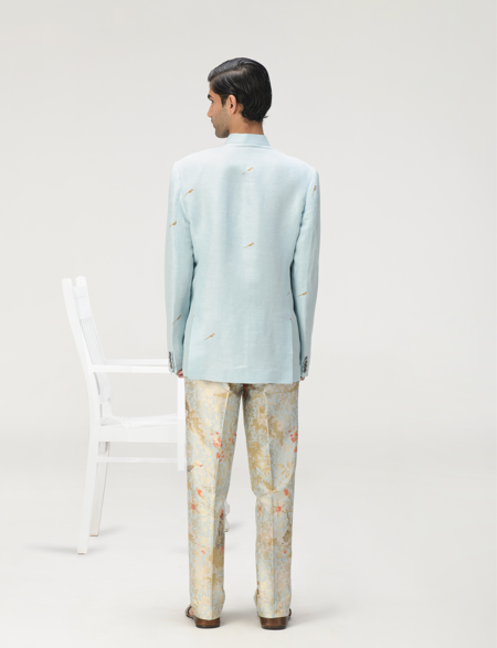 Classic Trousers Silk Brocade Ice Blue