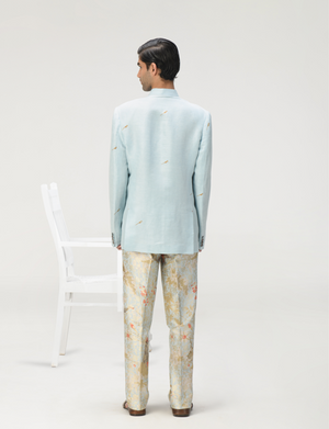Classic Trousers Silk Brocade Ice Blue