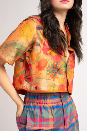 Crop Shirt Cotton Silk Grapefruit