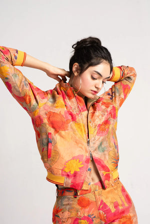 Azad Trousers Silk Damask Grapefruit