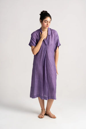 Padmini Dress Silk Check Lilac