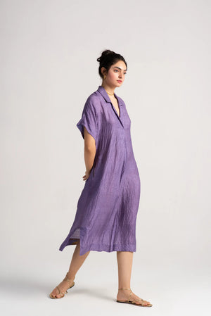 Padmini Dress Silk Check Lilac