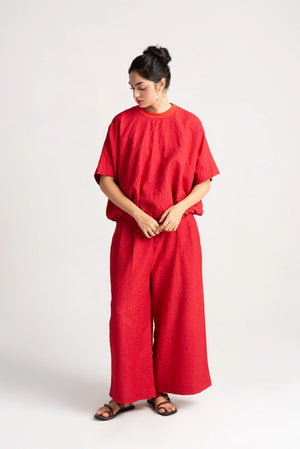 Roshan Pakhi Trousers Silk Check Red