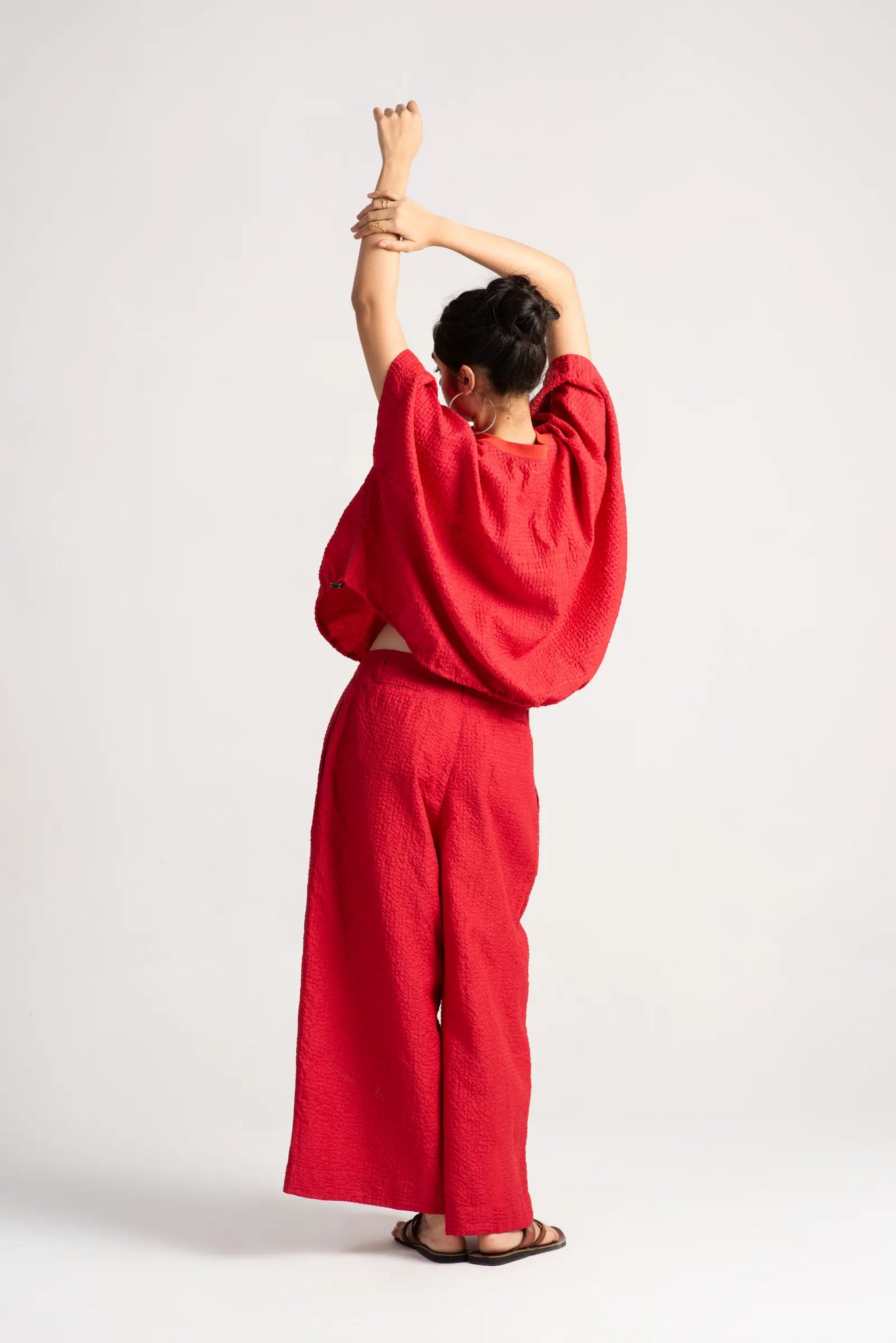 Roshan Pakhi Trousers Silk Check Red