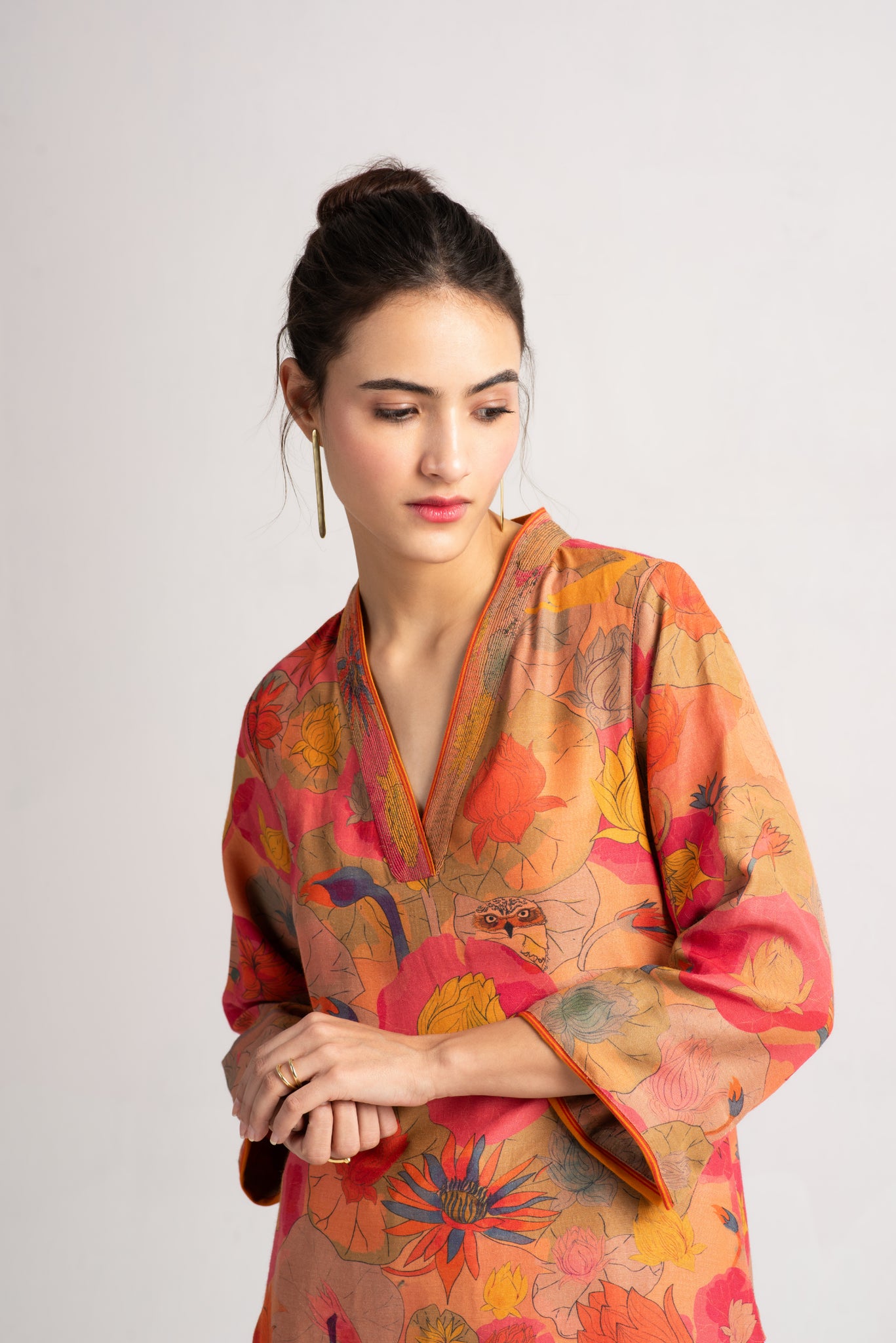 Damini Kurta Muga Satin Grapefruit